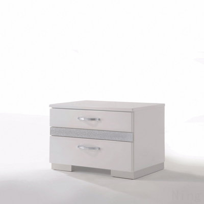 Table de chevet blanche à finition ultrabrillante