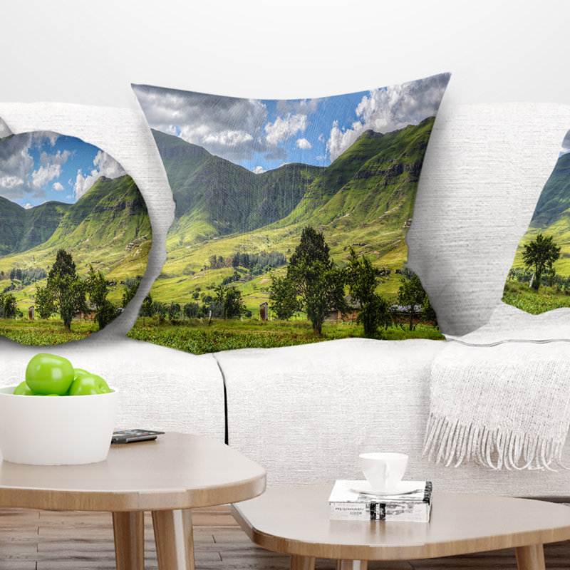 Coussin imprimé montagnes du Lesotho, 16 po x 16 po, Coussin décoratif