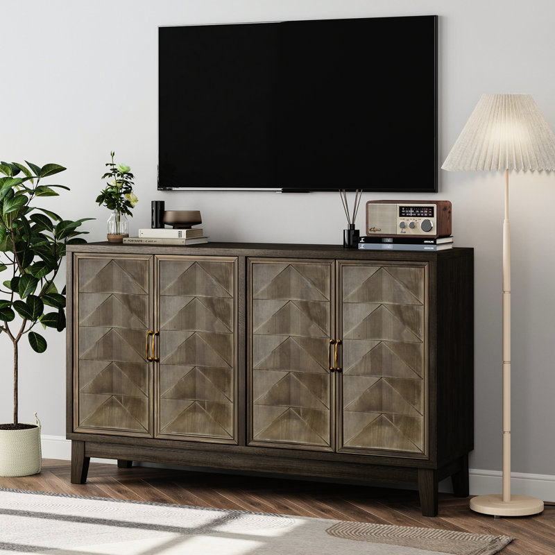 Buffet de rangement brun avec pieds en bois massif pour organisation de vestibule