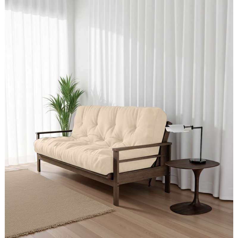 Hooppole Premium Futon Sofa Bed Memory Foam Mattress - CertiPUR-US Certified, No Frame, Full, Ivory, 8'