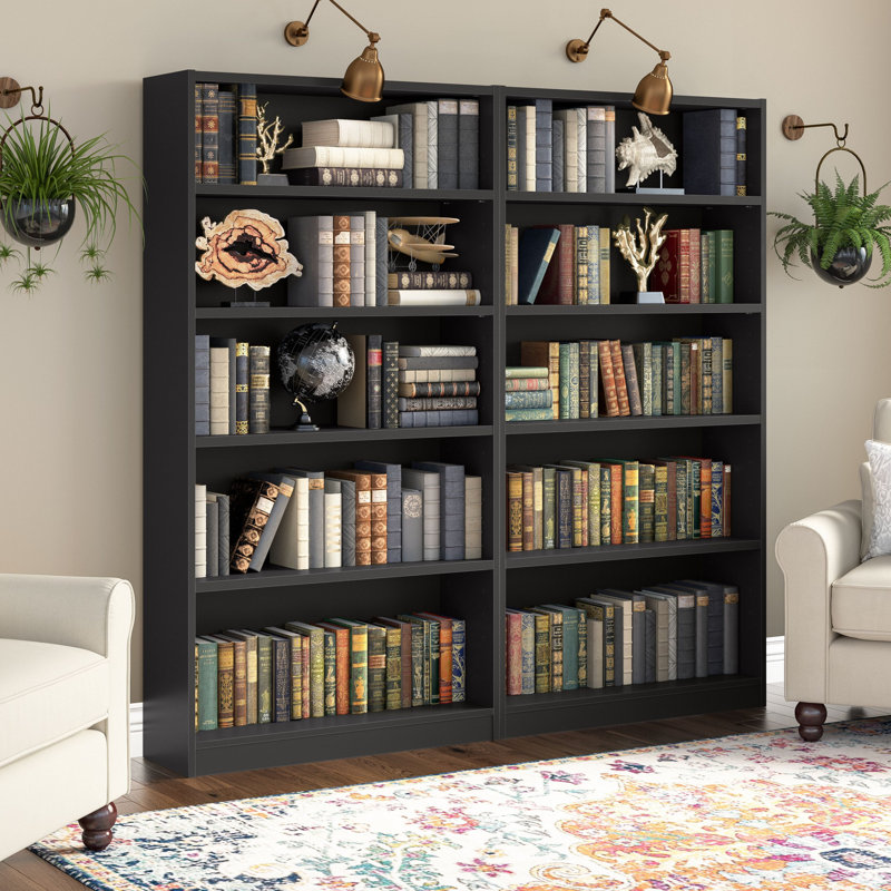 Bibliothèque standard en bois manufacturé Doyno H 71,46 ", Noir classique