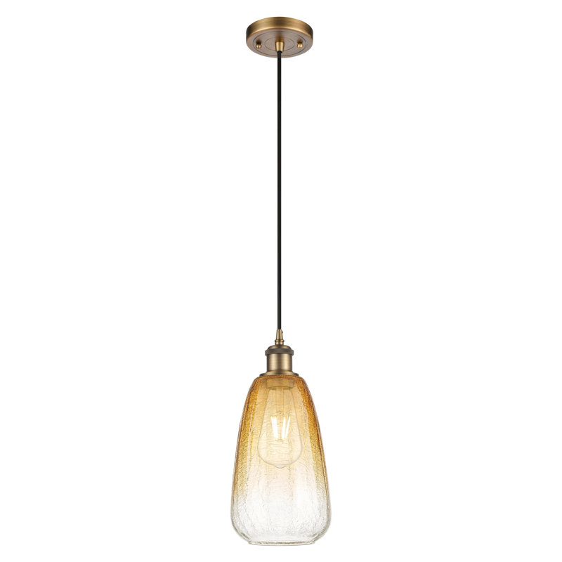 Mini-luminaire suspendu à cordon 1 lumière 6 "Ballston - Laken, Ambre, Laiton brossé