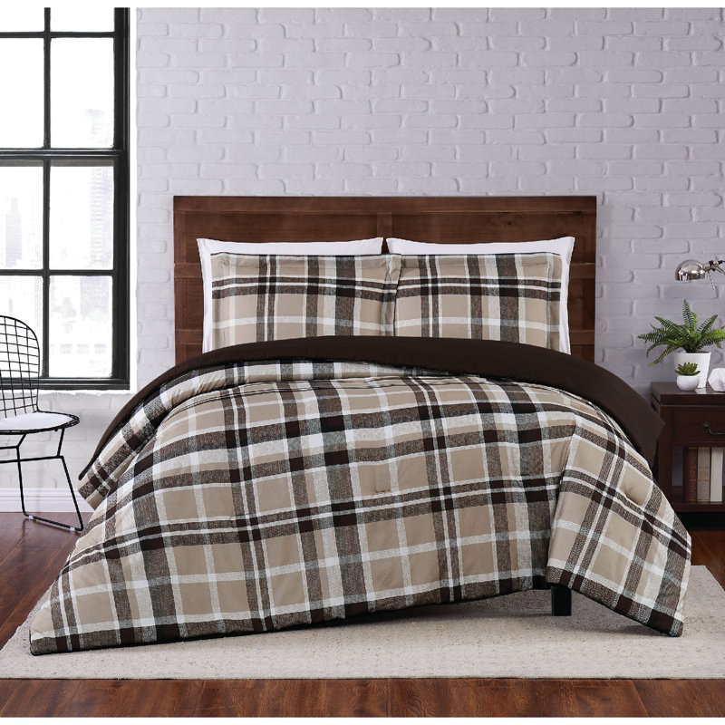 Plaid Comforter Set, Full/Queen Comforter + 2 Shams