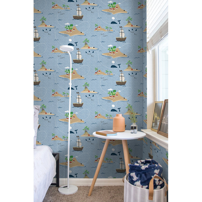 Rouleau de papier peint L 33 pi x l 20,5 po Sharene, Bleu foncé