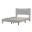 Structure de lit plateforme tapissier avec tête de lit capitonnée verticale, sans sommier tapissier, double, gris