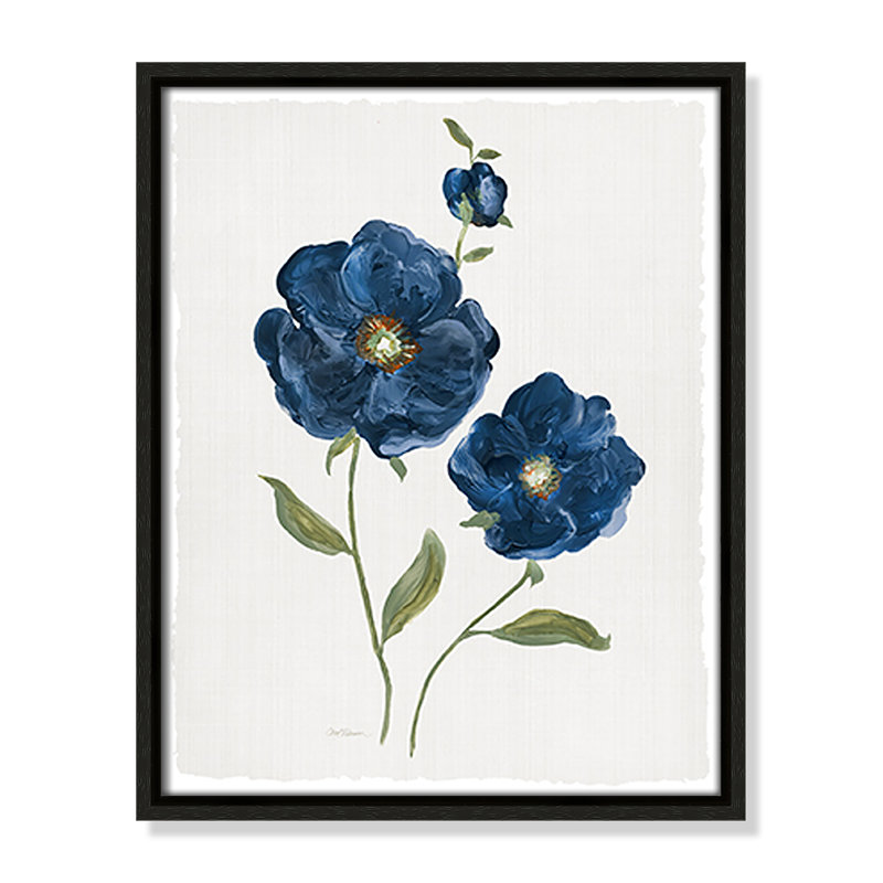 «Blue Poppies Print» par Carol Robinson, Espresso, H 15,5 po x l 12,5 po x P 2 po