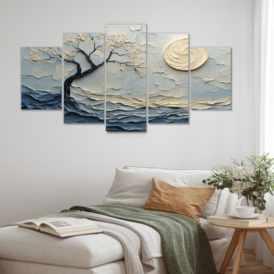 Arbre africain dans des tons gris et blancs - Ensemble de décoration murale arbre africain