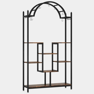 TribeSigns Arched Plant Stand, 74.8" Flower Stands with Hanging Hooks