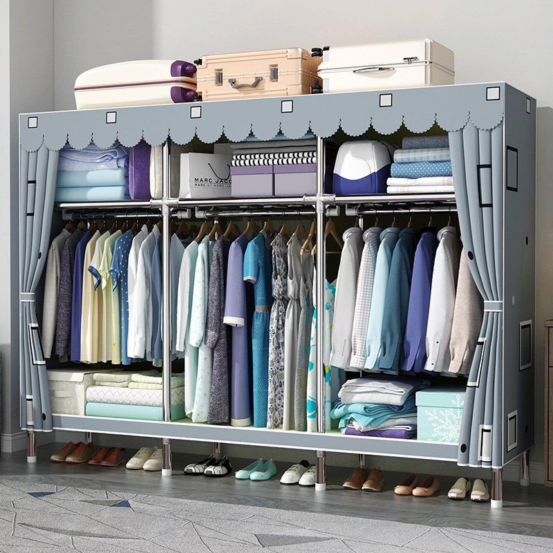 Keone Stainless Steel Armoire, 67" H x 77" W x 18" D