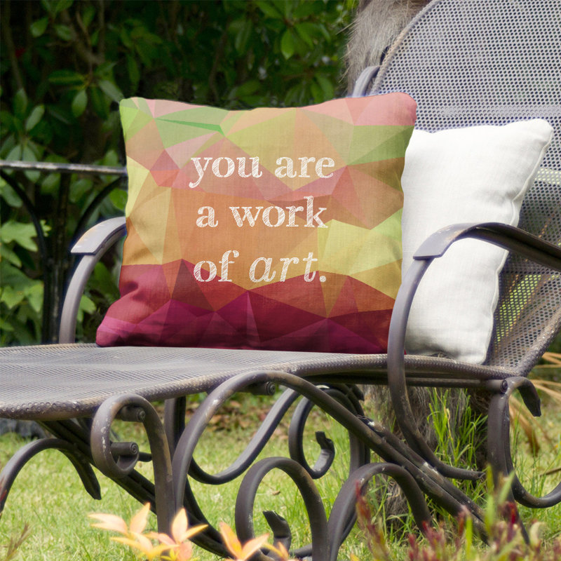 Coussin décoratif intérieur/extérieur travail d’art, 20 po x 20 po, Pyrite arc-en-ciel