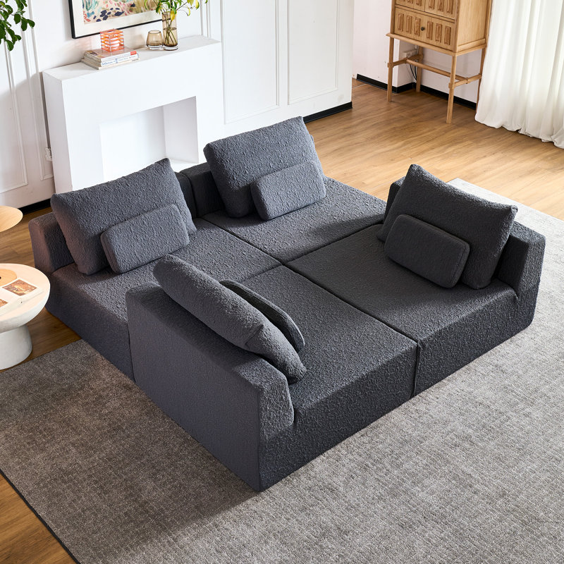 Canapé modulaire Boneless Boneless Cloud, H 31,5 po x l 118,2 po x P 78,8 po, 4, Gris