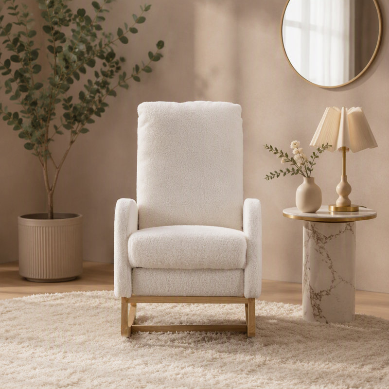Chaise berçante avec pieds en bois massif, chaise berçante Modern