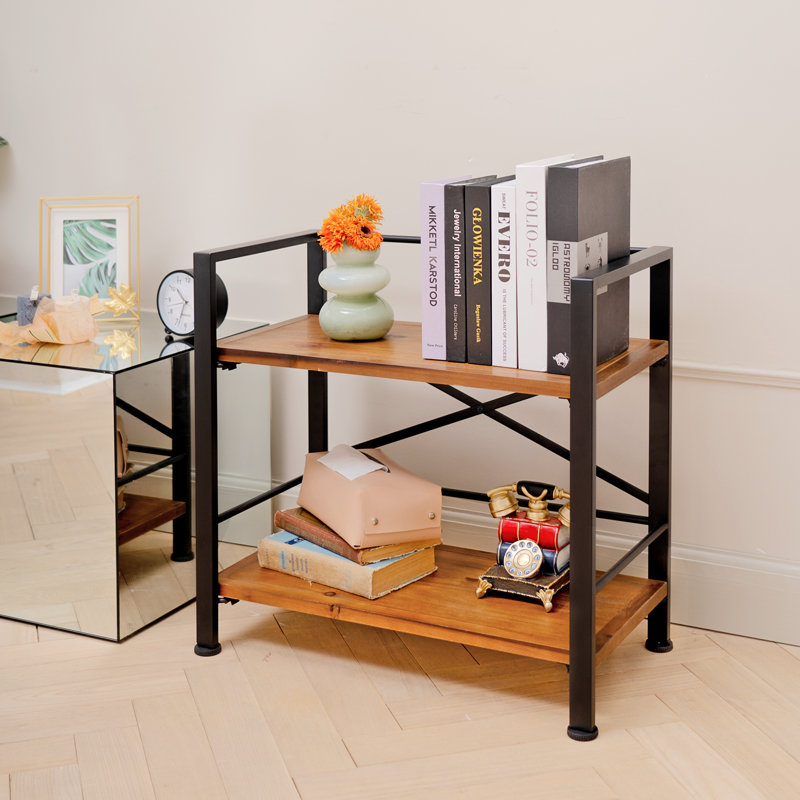 Bibliothèque étagère Iron, Noir, (2 tablettes) H 22,8 po x l 23,6 po x P 12,6 po