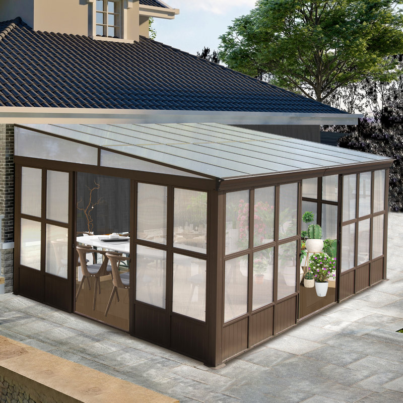 Solarium mural en aluminium pour patio, H 97,32 po x l 236 po x P 144 po