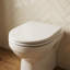 Garda Flexi-Fix D Shape Soft Close Toilet Seat - Quick Release Button for Easy Cleaning and Adjustable Hinges with Top and Bottom Fixings Included, Antibacterial Treated Surface (White Wood)