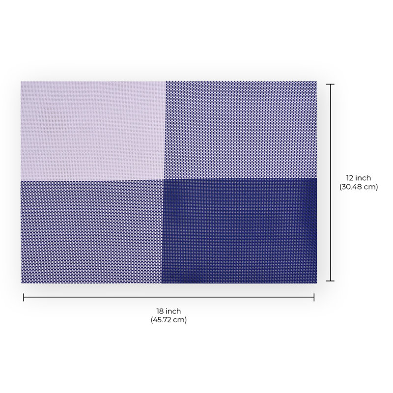 Dafayon Vinyl Rectangle Placemats Set of 6 Heat-Resistant Anti-Skid Washable Table Decor for Christmas, Blue/White