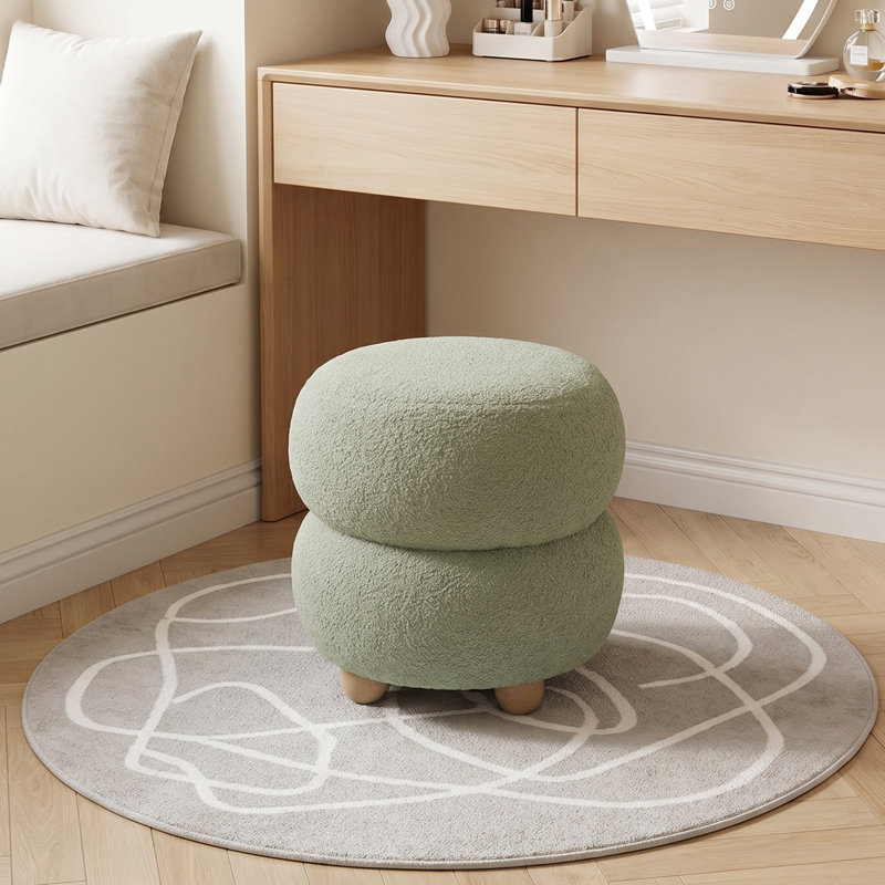 Solid Wood Accent Stool, Green