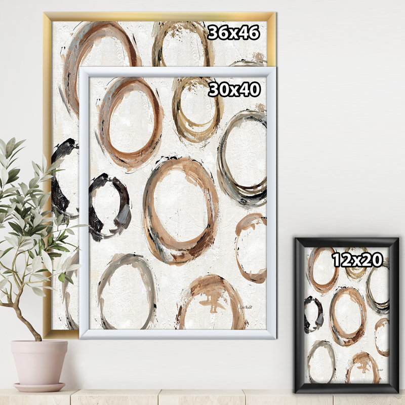 « geometric circle natural balance i », reproduction d’image sur toile, Cadre doré, H 40 po x l 30 po x P 1,5 po