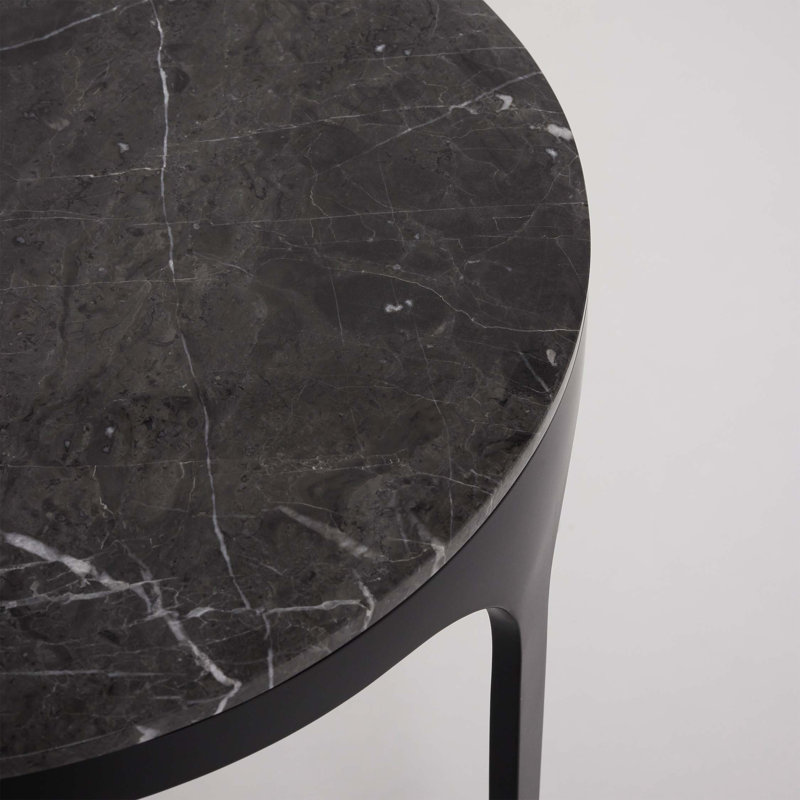 Camilla Marble End Table, Matte Black, Terra Brown, 22" H x 20" W x 20" D