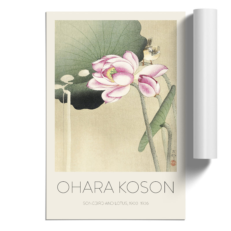 Songbird & Lotus Print by Ohara Koson - Frameless Print, 42cm H x 30cm W x 0.1cm D