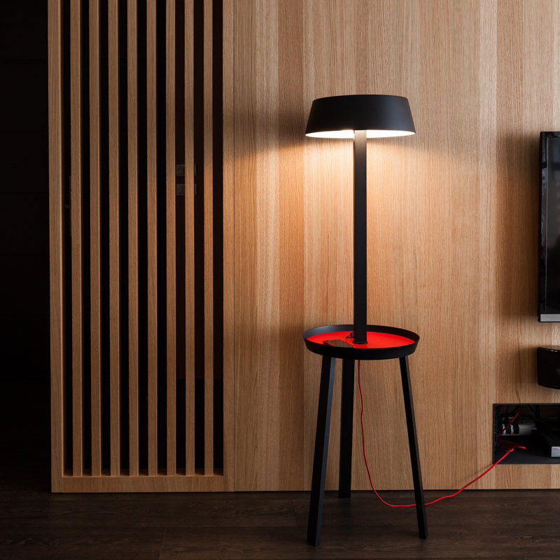 Carry 55'' Tray Table Floor Lamp with USB, Matte Black