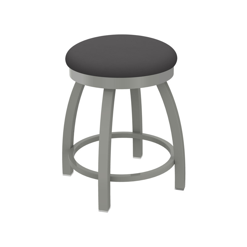 Tabouret de coiffeuse pivotant avec siège rembourré 802 Misha, Nickel anodisé, Vinyle - Tempête de galop