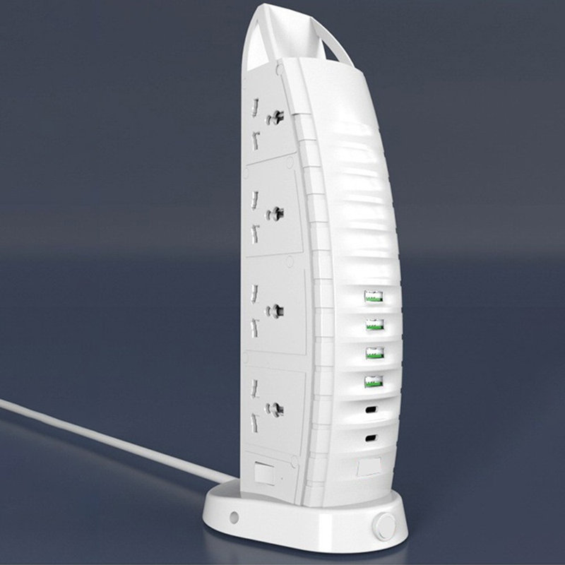 Tower Extension Lead with USB Slots 2M, 8 Way Outlets Multi Plug 6 (2 Type C & 4 A Ports) , Power Strip, Extension Cable with Switch, Power Strip for Home Office Kitchen
