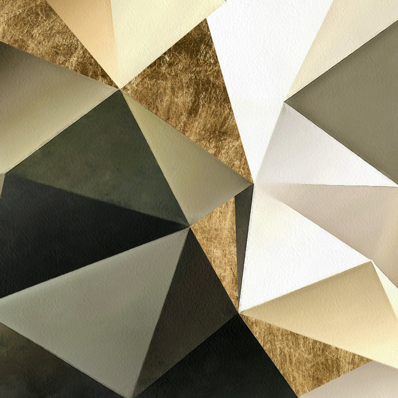 Gold Polygon Wall I by Alonzo Saunders - Wrapped Canvas Painting, 76cm H x 76cm W x 3.8cm D