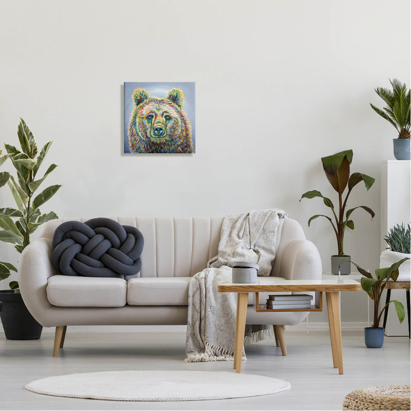 Art moderne sur toile, coups de fourrure arc-en-ciel moderne par Jen Seeley, H 17 po x l 17 po x P 1,5 po
