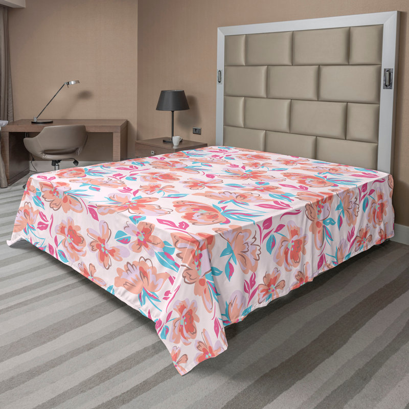 Drap de jardin Ambesonne, Drap plat pour très grand lit californien