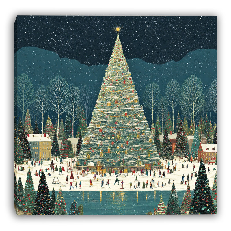 «Winter Wonderland Tree Lighting», art mural sur toile tendue, H 40 po x l 40 po