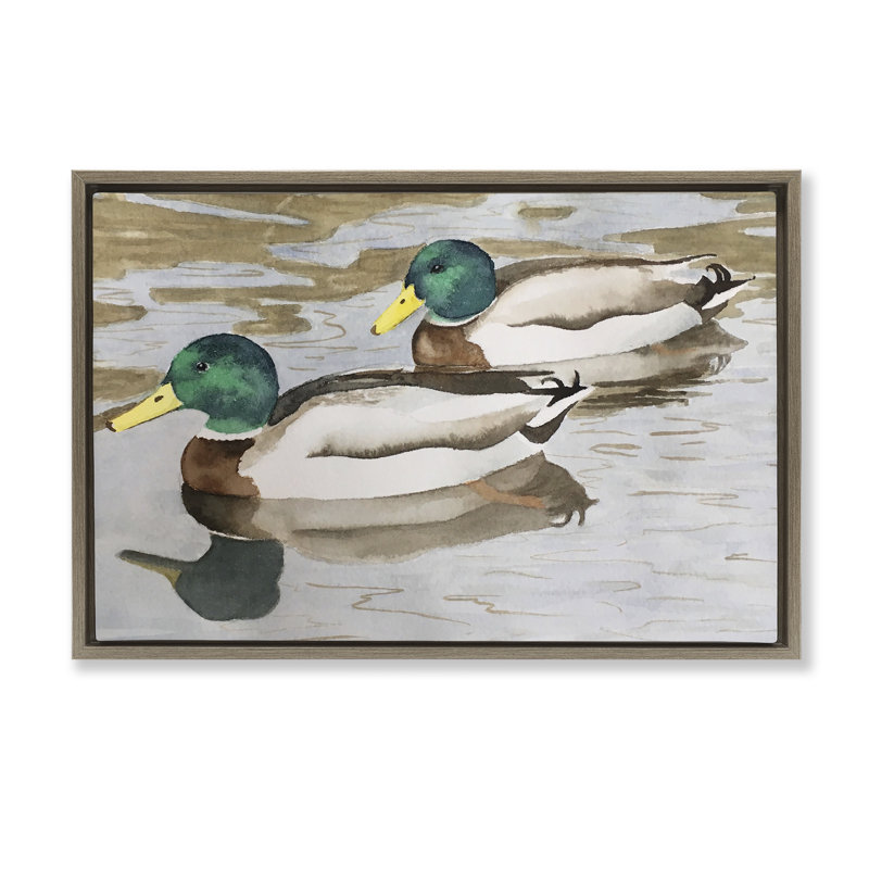 Cadre flottant Mallard Ducks, design Stephanie Fielden, H 17 po x l 25 po, Cadre flottant orme Montalcino