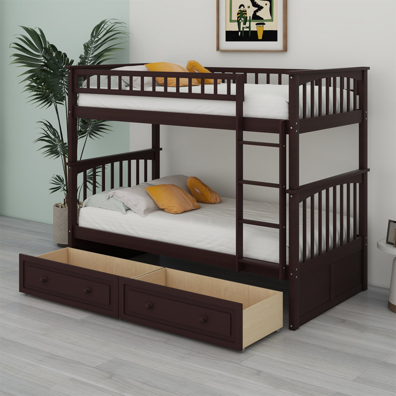 Bunk Bed With Drawers, Convertible Beds, Espresso