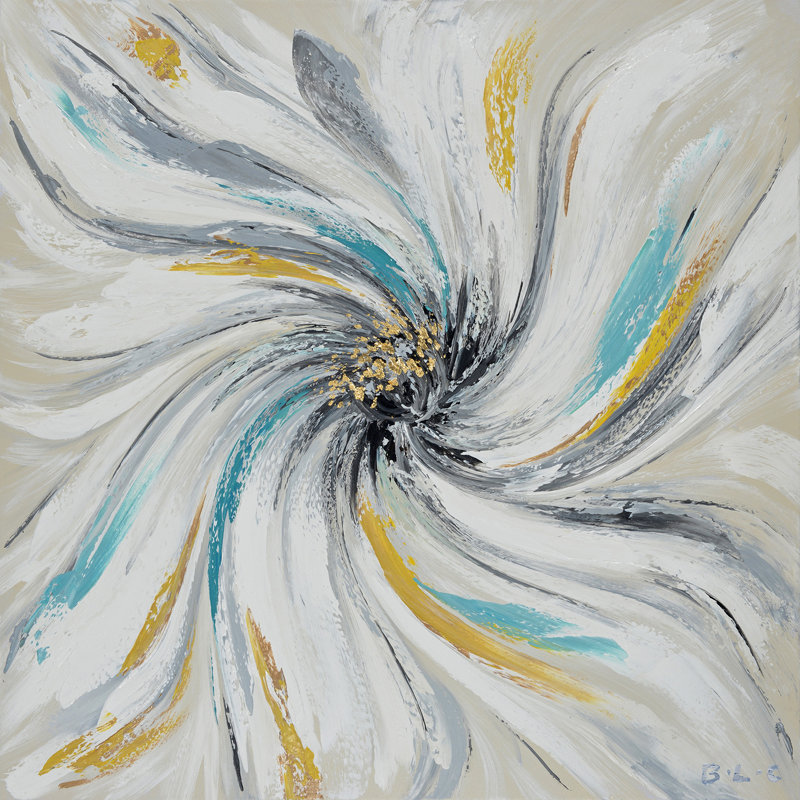«Whirling Bloom», impression sur toile abstraite à motif floral abstrait, H 30 po x l 30 po