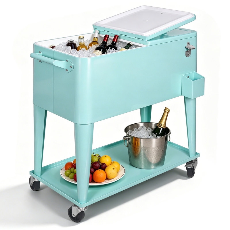 Commode à glace 80 roulettes Meetinghome, Teal