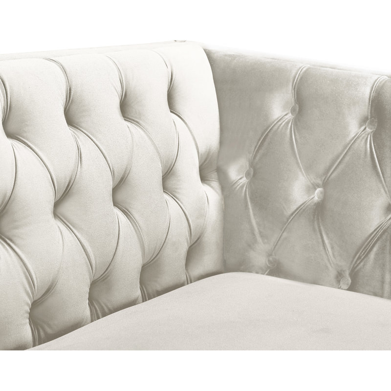 Fauteuil en velours capitonné l 44 po Michelle, Velours crème