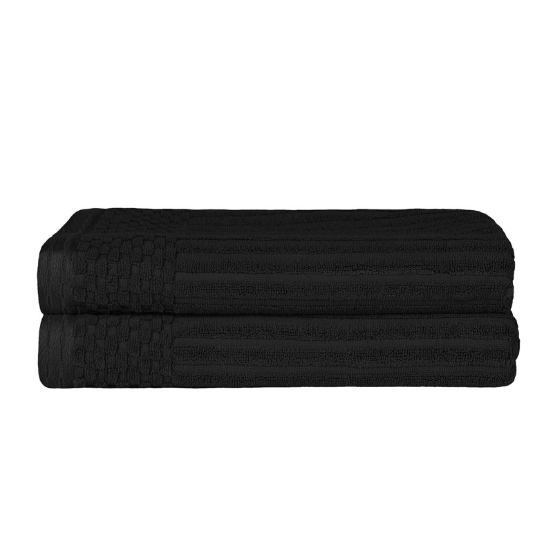 Black Heavyweight Cotton Plush Bath Towel Set, 2 Pieces
