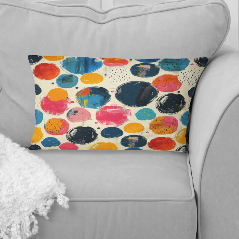 Coussin lombaire à pois orange et vert VI