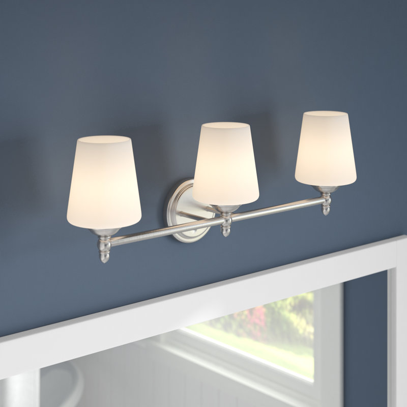Barre d'éclairage de salle de bain 3 lumières à intensité variable Aghaboy, Nickel brossé