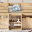 Lit double mezzanine double avec de jolis escaliers et 2 grands tiroirs de rangement, conception enfantine, aucun sommier tapissier, style campagnard, finition naturelle-574792240