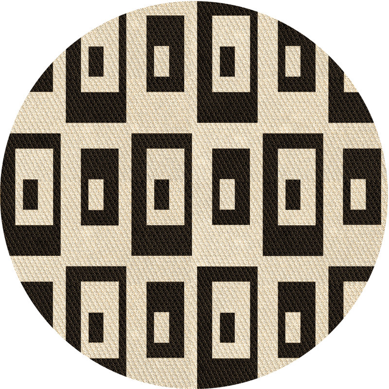 Tapis brun en laine à motif abstrait Batali, Rond 3 pi