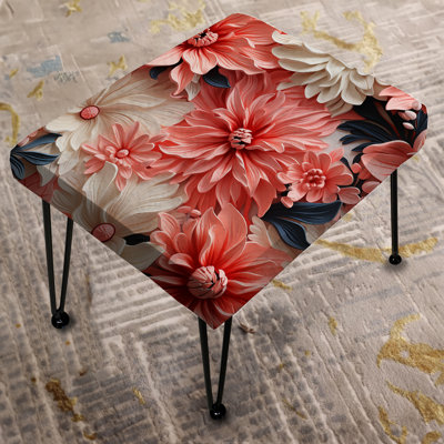 Coral Twilight Iv Tropical Pattern I - Tropical Rectangle Ottoman