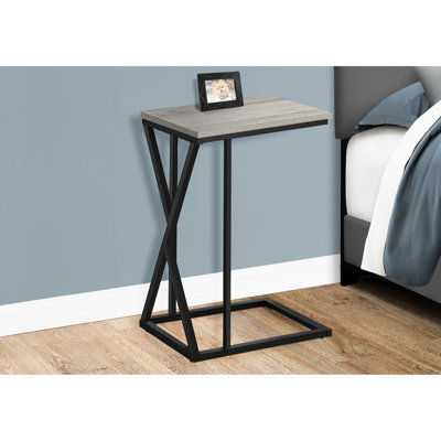 Table de bout pour chambre à coucher et salon, métal noir stratifié aspect bois gris, poids léger, 10,51 po L x l 18,25 po H 24,98 po, L 10,51 po l 18,25 po H 24,98 po