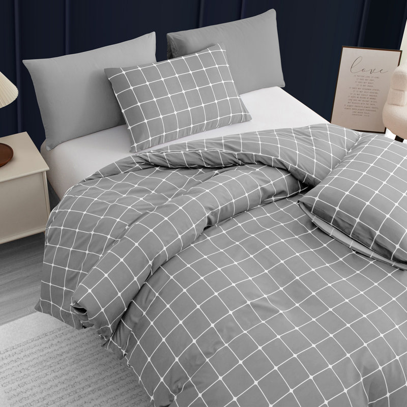 Premium Duvet Cover Set Double Brushed Microfiber Reversible With Zipper Closure & Corner Ties