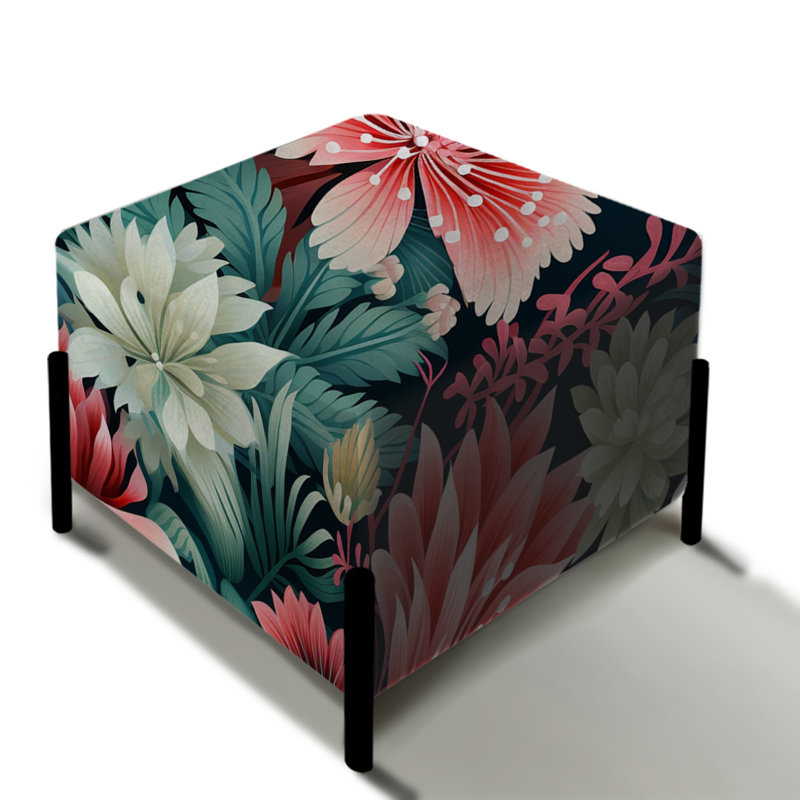 Rose et vert vibrant Coral Haven - Repose-pieds carré floral