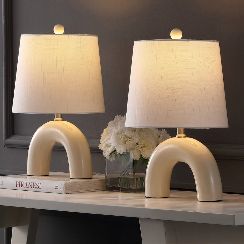 Lampe de table DEL en céramique 17,75 po Zadie, Amande