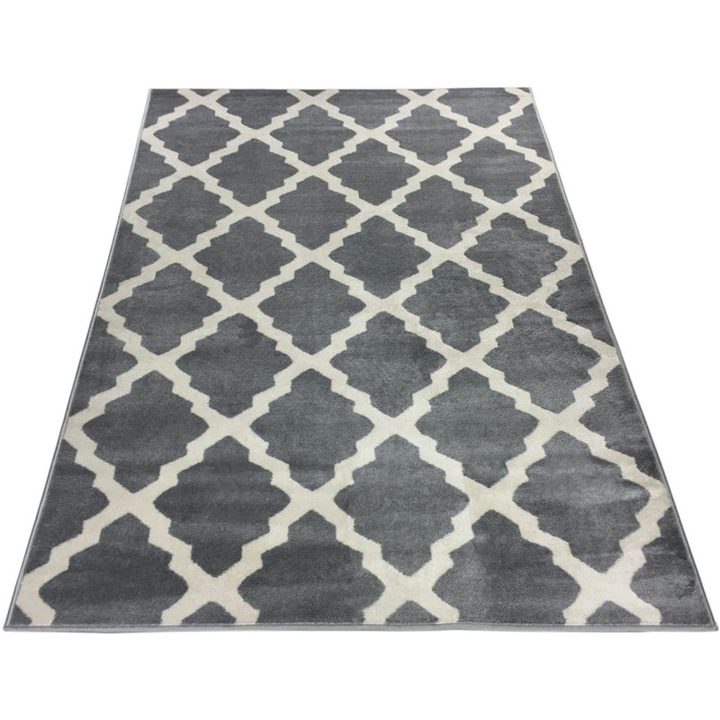 Pisces Geometric Gray Area Rug, Rectangle 2' x 6'11"