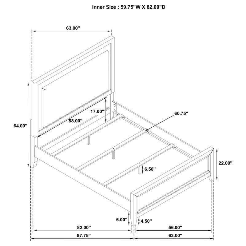 Inverness Distressed White Queen Upholstered Panel Bed