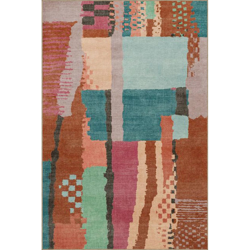 Tapis tissé multicolore à motif pastel lavable, Rectangle 2 pi 4 po x 4 pi