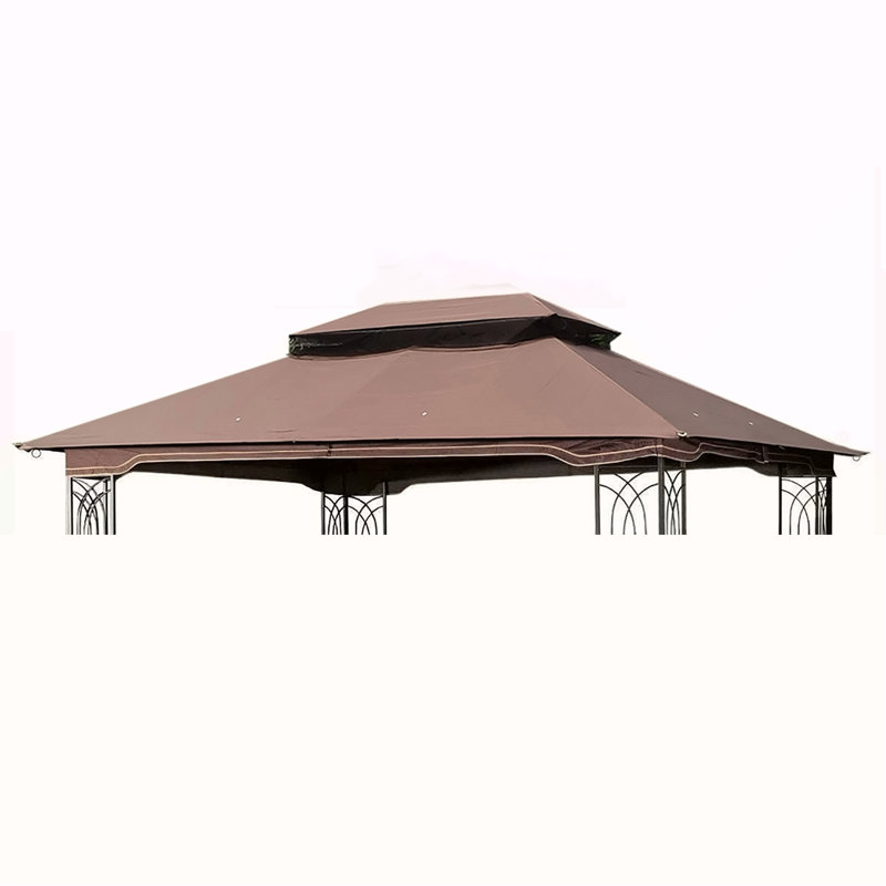 13X10 Ft Patio Double Roof Gazebo Replacement Canopy Top Fabric, Brown